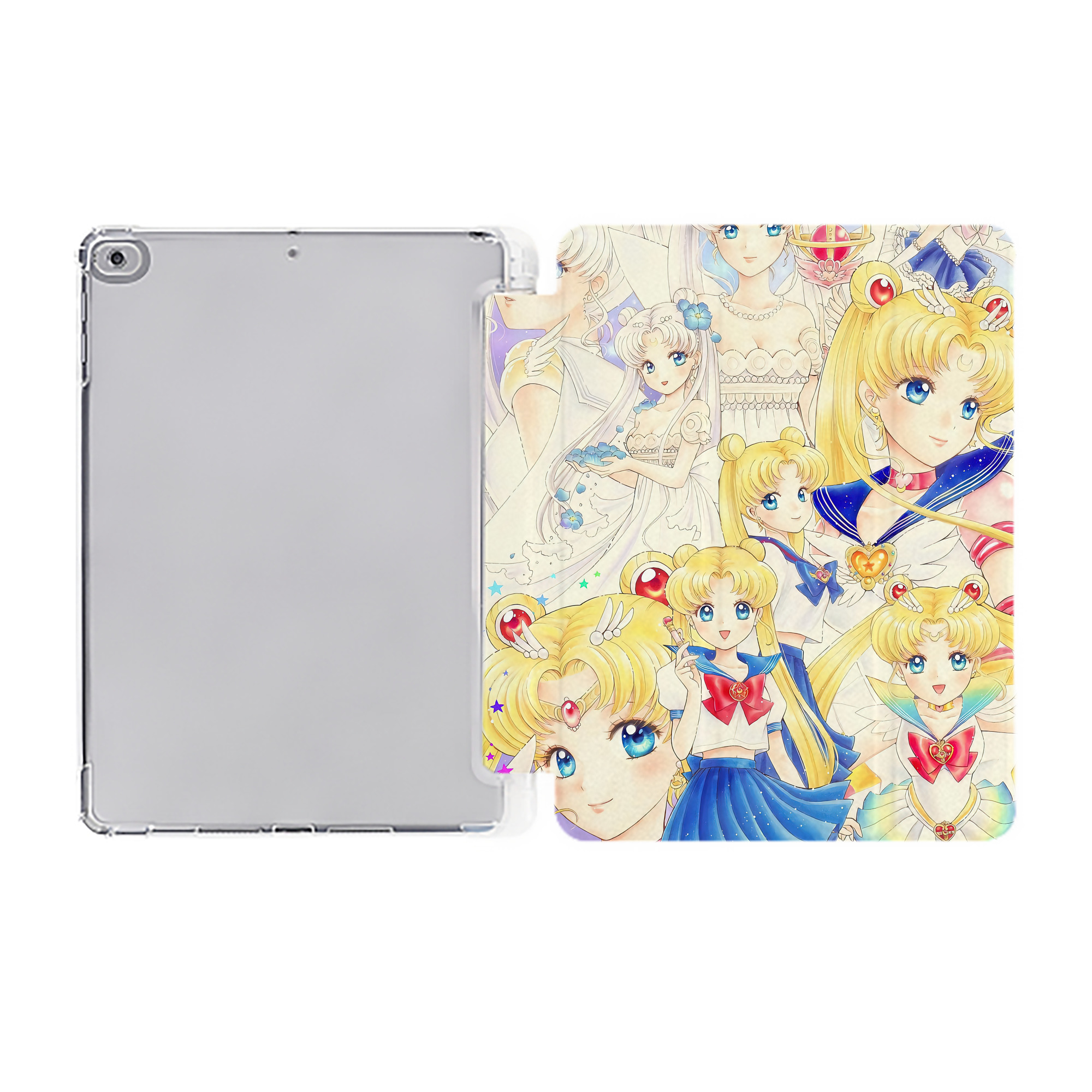 （画像用） 美少女戦士セーラームーン Sailor Moon IPad ケース ペン収納付き 三つ折りスタンド PUレザー×シリコン 対応機種9.5/10.5/10.9インチ